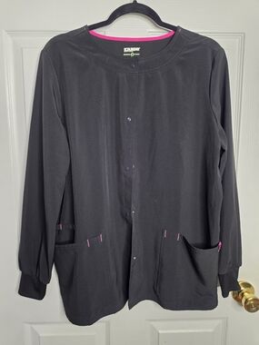 Scrubstar Black Jacket with Bright Pink Trim